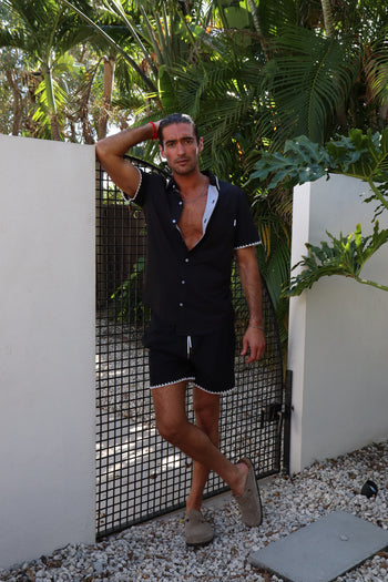 Black Stitch Swim Short