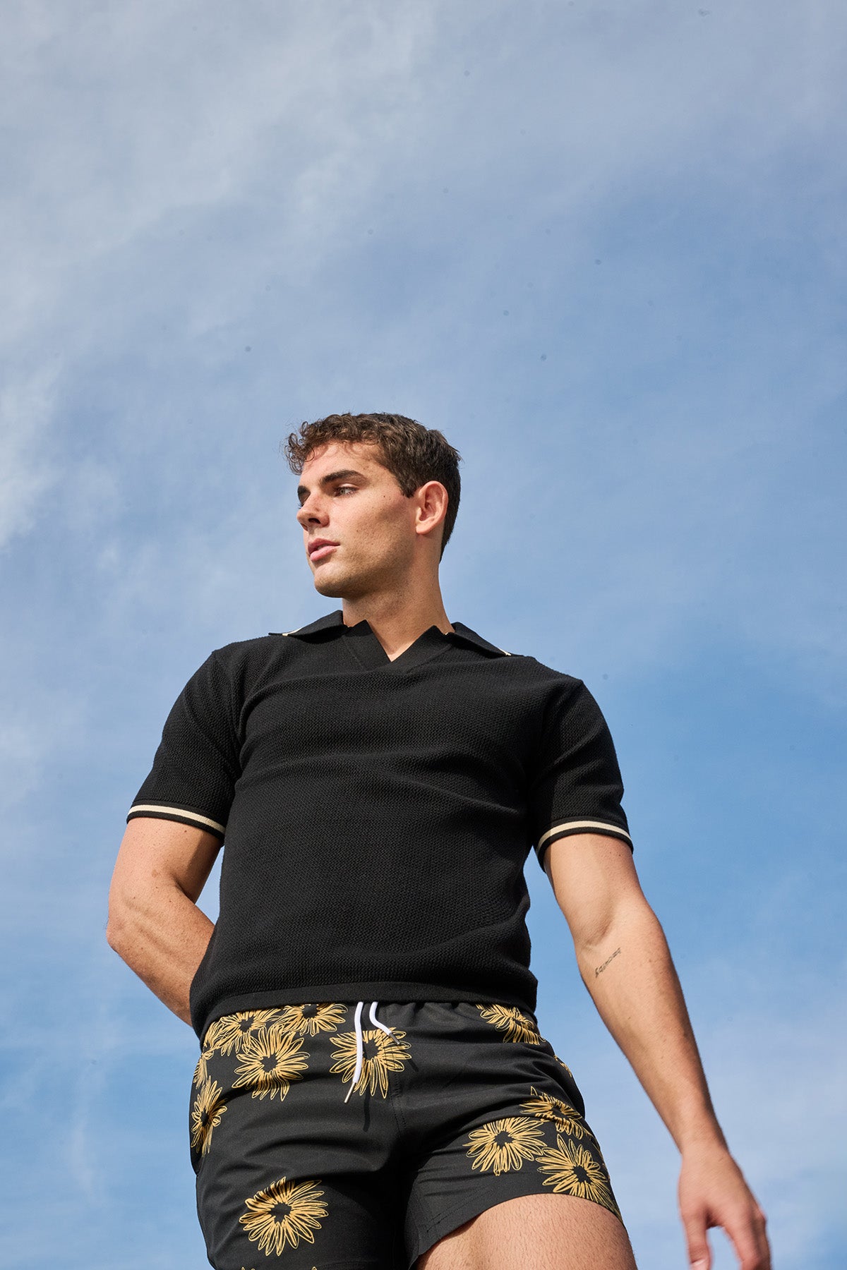 Black Crochet Polo