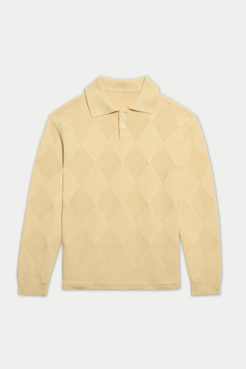 BEIGE DIAMOND LONG SLEEVE POLO