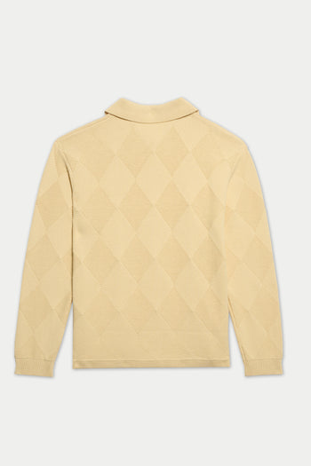 BEIGE DIAMOND LONG SLEEVE POLO