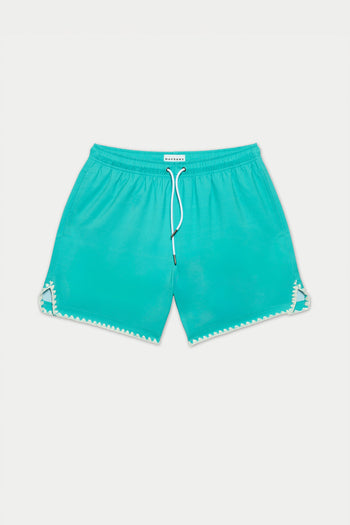 TEAL STITCH SWIM SHORT