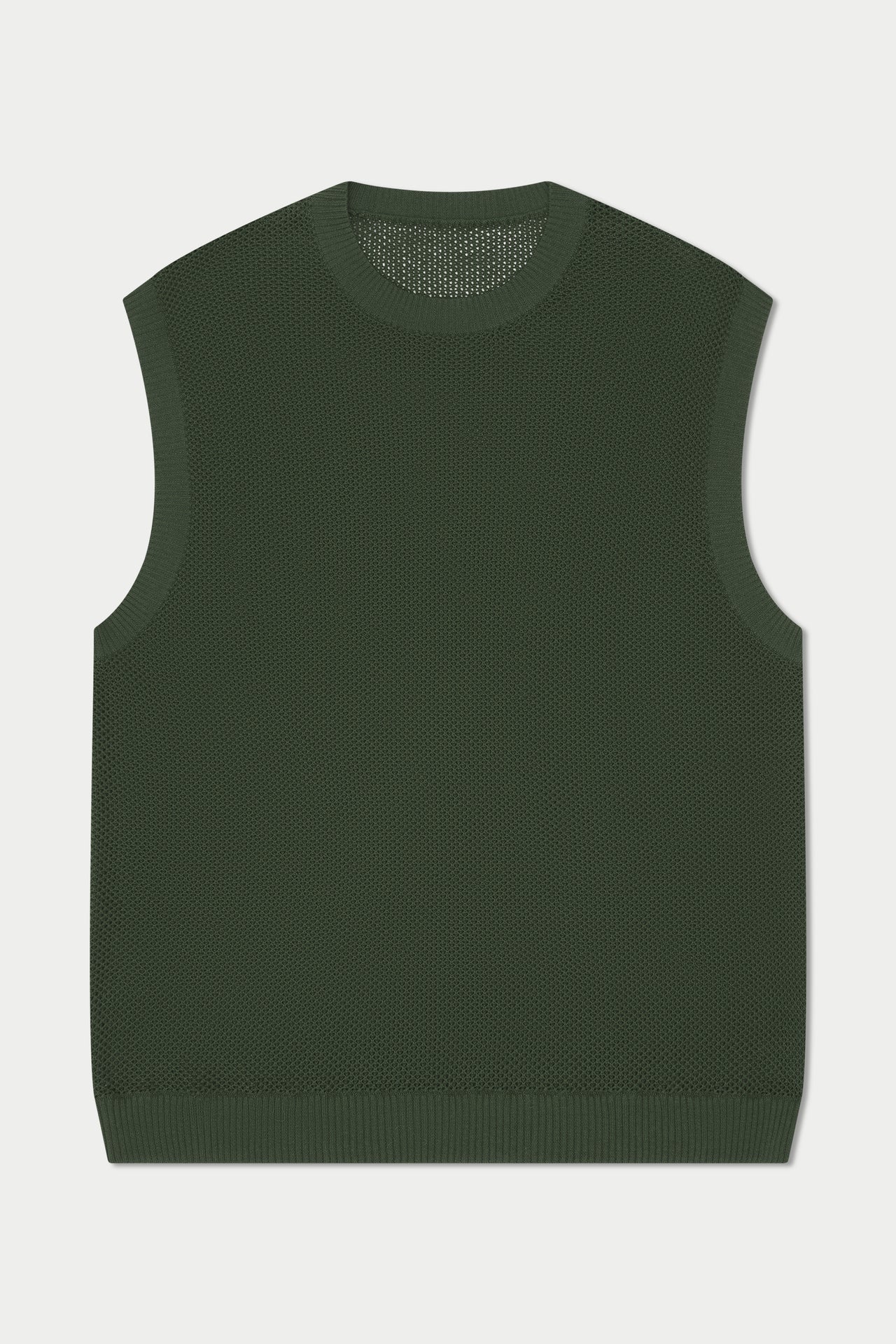 Dark Green Crochet Knit Vest