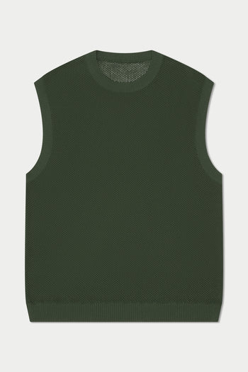 Dark Green Crochet Knit Vest