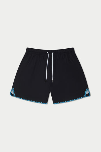 Black Blue Stitch Swim Short