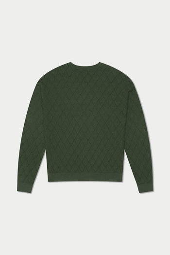 Dark Green Crochet Knit Sweater