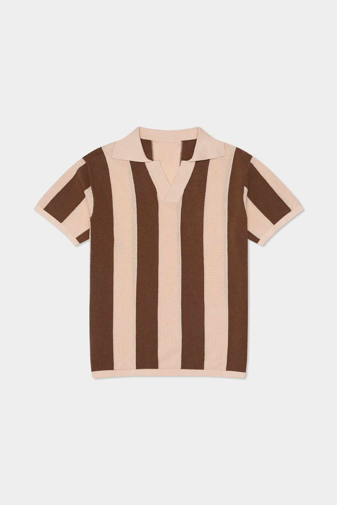 Brown Stripe Knit Polo