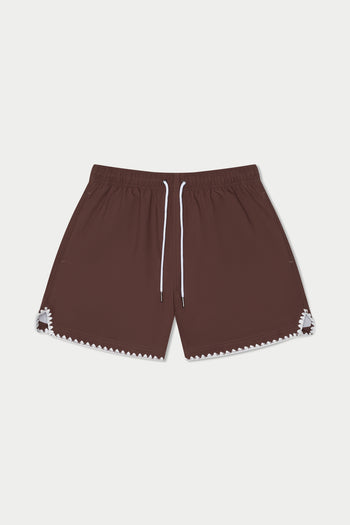 Brown Stitch Swim Short