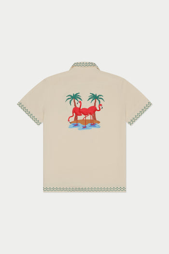 Flamingo Beach Linen Shirt