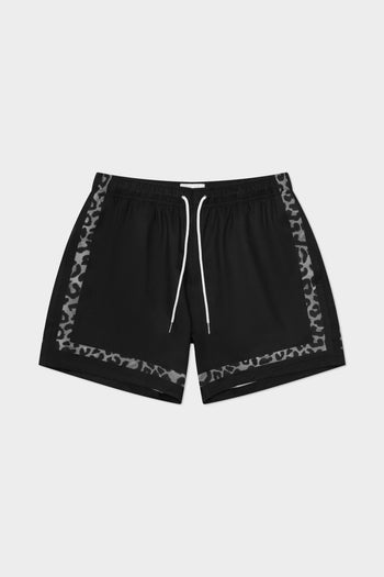 Mono Black Leopard Game Swim Short