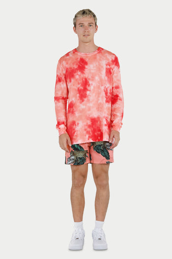 Coral Tie Dye Long Sleeve Tee